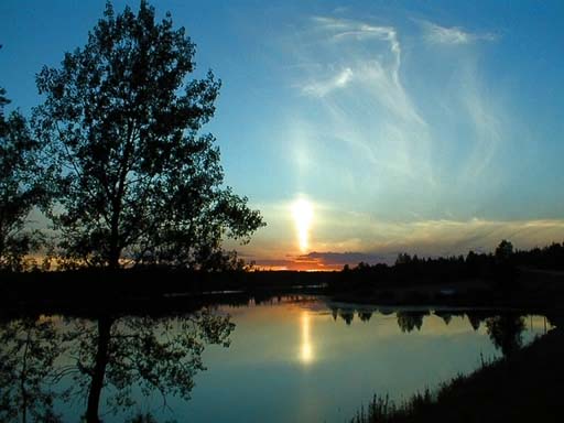 Halo of a setting sun in Finland